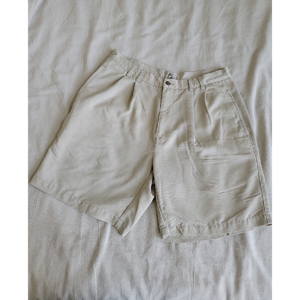 Tommy Bahama Mens Shorts 35x8 Red Turtle Beige Pleated Front Mid Rise Vintage